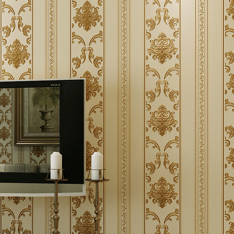 Wallpaper Roll Damask Pastel Color Victorian Style Non-Woven Fabric Wall Decor, Moisture Resistant Light Coffee Clearhalo 'Wall Decor' 'Wallpaper' 1170157