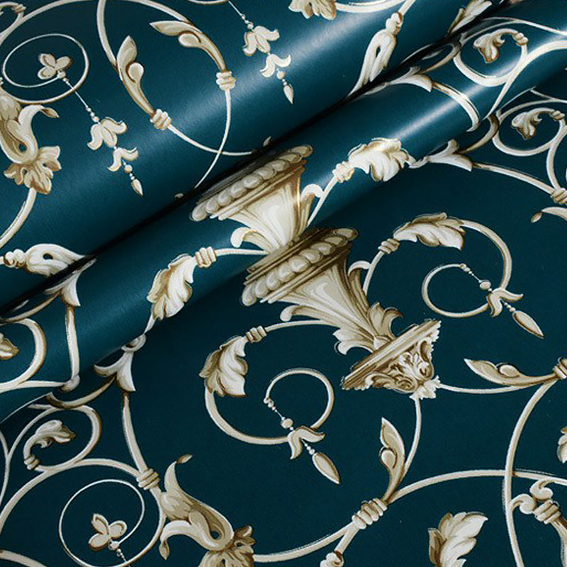 Vinyl Wallpaper Roll Scroll Flower Smooth Surface Wall Art for Home Decoration, Non-Pasted Clearhalo 'Vintage wall decor' 'Vintage' 'Wallpaper' Wall Decor' 1170197