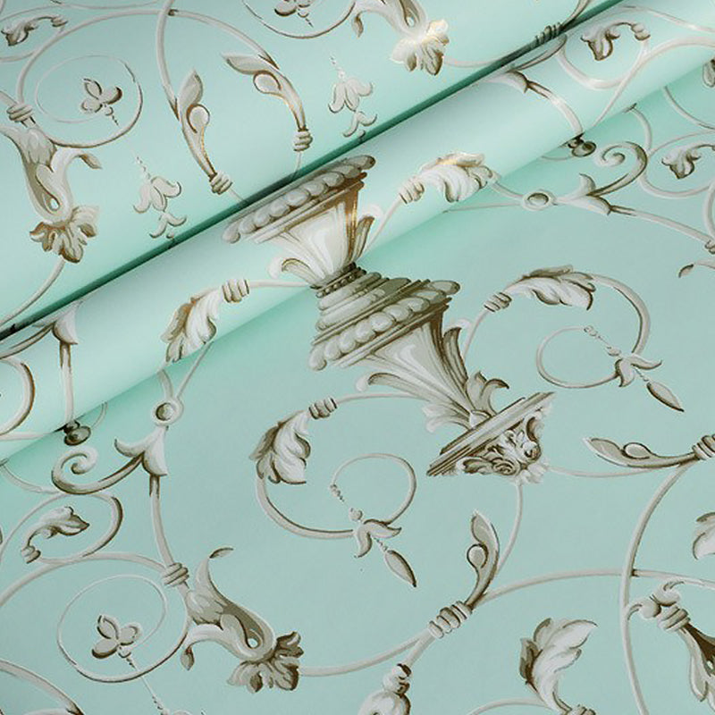 Vinyl Wallpaper Roll Scroll Flower Smooth Surface Wall Art for Home Decoration, Non-Pasted Clearhalo 'Vintage wall decor' 'Vintage' 'Wallpaper' Wall Decor' 1170203