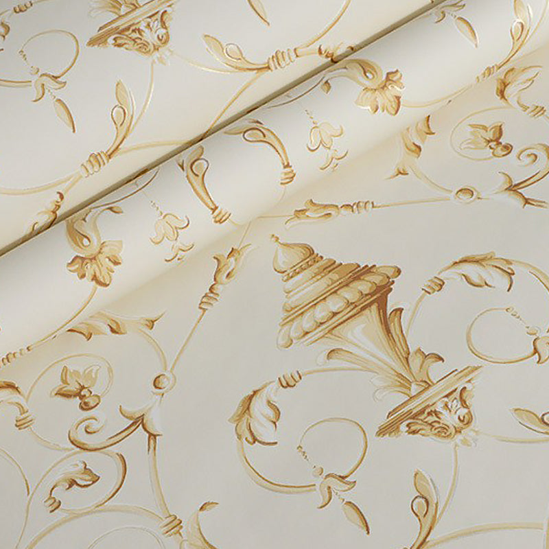 Vinyl Wallpaper Roll Scroll Flower Smooth Surface Wall Art for Home Decoration, Non-Pasted Clearhalo 'Vintage wall decor' 'Vintage' 'Wallpaper' Wall Decor' 1170212