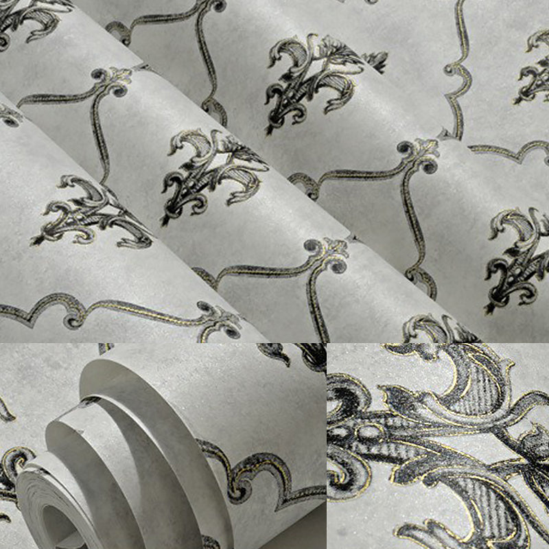 Vintage 57.1-Sq ft Wall Decor Medallion Moisture-Resistant Wallpaper in Pastel Color Silver Gray Clearhalo 'Vintage wall decor' 'Vintage' 'Wallpaper' Wall Decor' 1170223