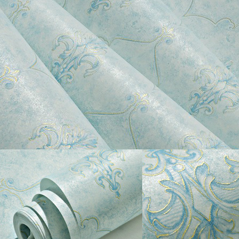 Vintage 57.1-Sq ft Wall Decor Medallion Moisture-Resistant Wallpaper in Pastel Color Sky Blue Clearhalo 'Vintage wall decor' 'Vintage' 'Wallpaper' Wall Decor' 1170225