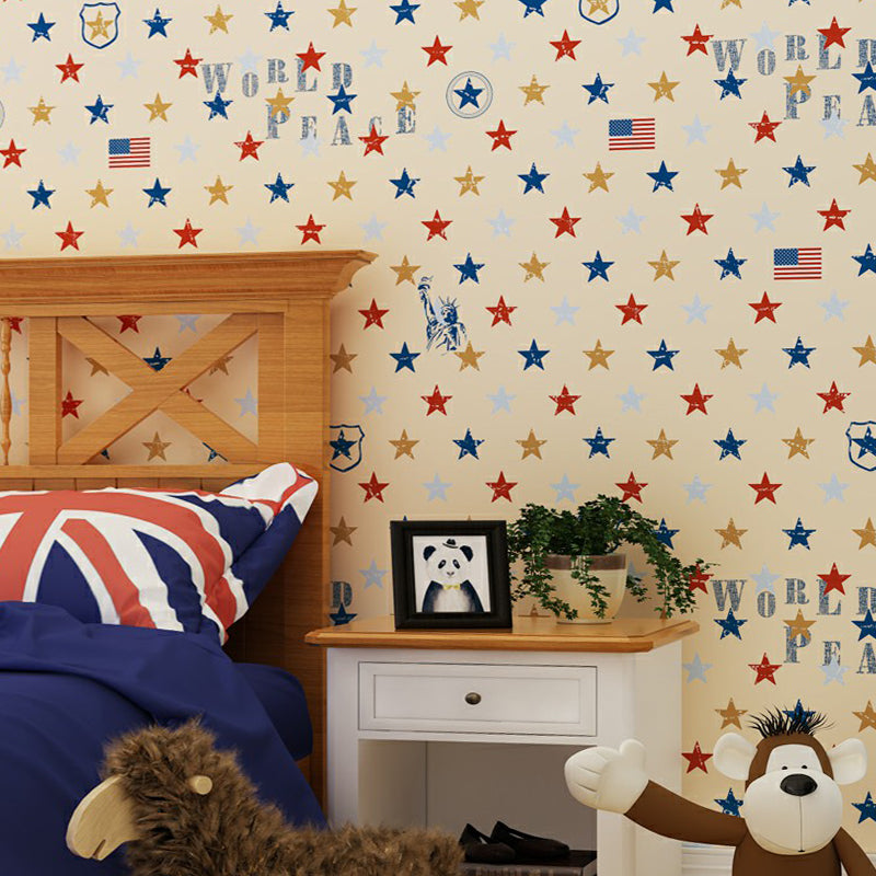Novelty 54.2-sq ft Wallpaper Star Pattern Non-Pasted Wall Decor in Multi-Color for Kids Room Yellow-Brown Clearhalo 'Wall Decor' 'Wallpaper' 1170306