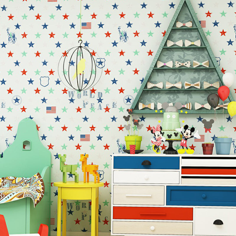 Novelty 54.2-sq ft Wallpaper Star Pattern Non-Pasted Wall Decor in Multi-Color for Kids Room Light Green Clearhalo 'Wall Decor' 'Wallpaper' 1170310
