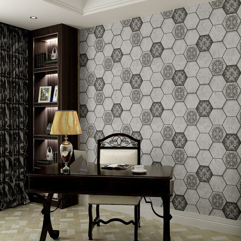 Wall Covering Modern Honeycomb and Medallion Teenage Dark Color Wallpaper, Waterproof Clearhalo 'Modern wall decor' 'Modern' 'Wallpaper' Wall Decor' 1170360