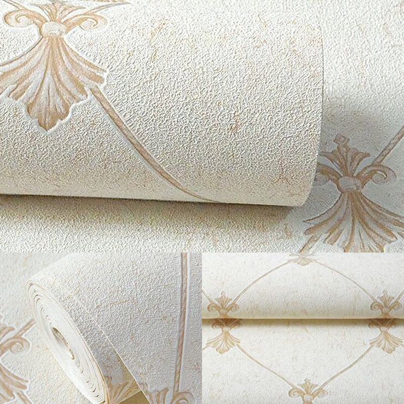 Lattice and Fleur De Lis Wallpaper Modern Moisture Resistant Bedroom Wall Covering, 57.1-sq ft Clearhalo 'Modern wall decor' 'Modern' 'Wallpaper' Wall Decor' 1170453