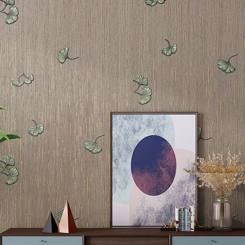 Paper Non-Pasted Wallpaper Contemporary Ginkgo Leaf Print Wall Decor in Soft Color Coffee Clearhalo 'Modern wall decor' 'Modern' 'Wallpaper' Wall Decor' 1170498