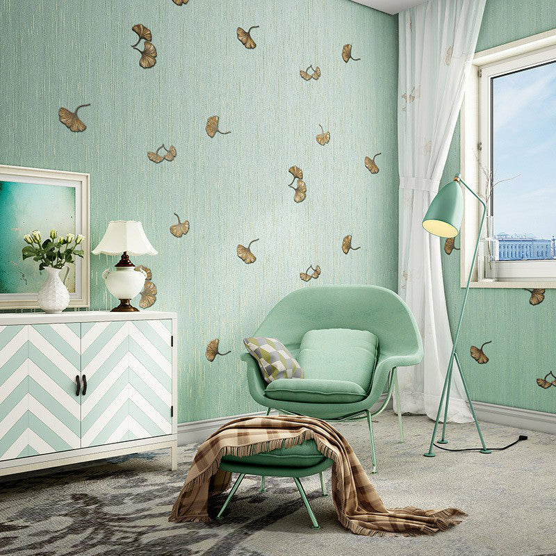 Paper Non-Pasted Wallpaper Contemporary Ginkgo Leaf Print Wall Decor in Soft Color Green Clearhalo 'Modern wall decor' 'Modern' 'Wallpaper' Wall Decor' 1170506