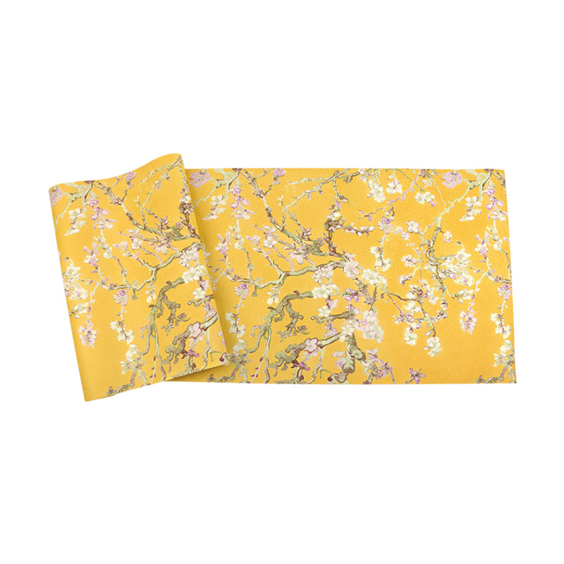 Rustic Apricot Blossom Wallpaper for Bedroom 57.1-sq ft Wall Art in Bright Color Clearhalo 'Country wall decor' 'Rustic' 'Wallpaper' Wall Decor' 1170561