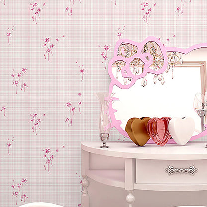 Country Girl's Wallpaper Roll Wildflower Pastel Color Wall Covering for Decoration Light Purple Clearhalo 'Country wall decor' 'Rustic' 'Wallpaper' Wall Decor' 1170579