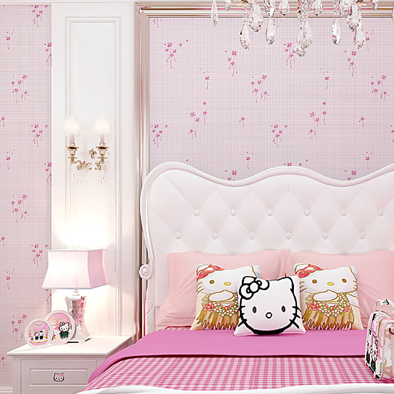 Country Girl's Wallpaper Roll Wildflower Pastel Color Wall Covering for Decoration Clearhalo 'Country wall decor' 'Rustic' 'Wallpaper' Wall Decor' 1170580