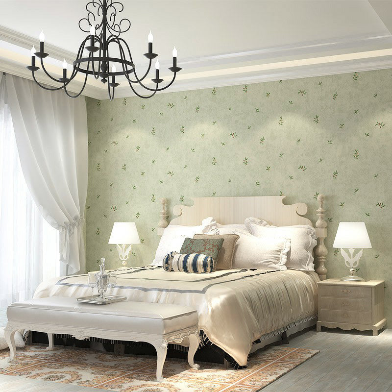 Cottage Cherry and Leaves Wallpaper Green Non-Pasted Wall Decoration for Bedroom Clearhalo 'Country wall decor' 'Rustic' 'Wallpaper' Wall Decor' 1170601