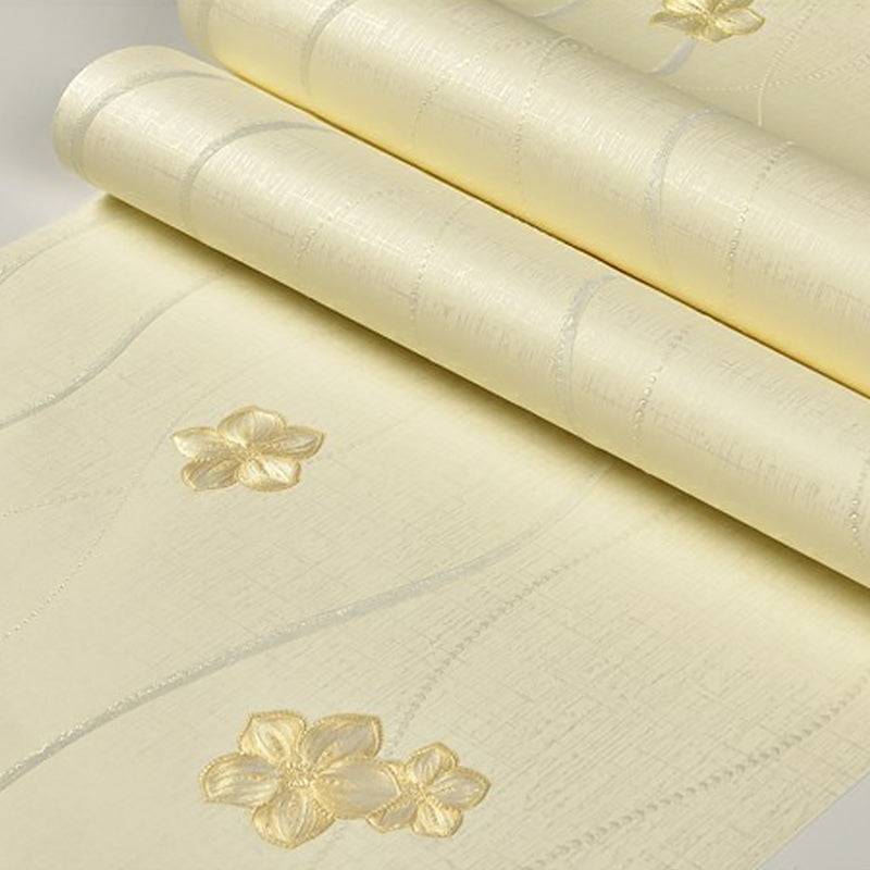Country Flower and Vine Wallpaper Light-Color Embossed Wall Covering for Living Room Clearhalo 'Country wall decor' 'Rustic' 'Wallpaper' Wall Decor' 1170616