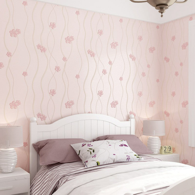 Country Flower and Vine Wallpaper Light-Color Embossed Wall Covering for Living Room Light Pink Clearhalo 'Country wall decor' 'Rustic' 'Wallpaper' Wall Decor' 1170618