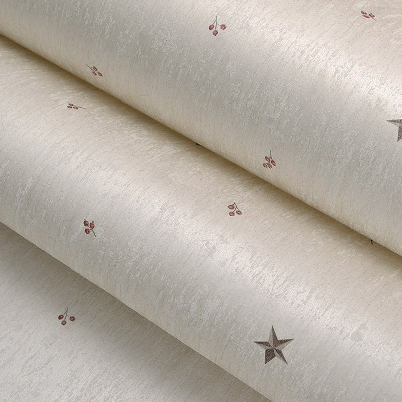 Cherry and Star Print Wallpaper Soft Color Novelty Wall Decor for Children's Bedroom Clearhalo 'Wall Decor' 'Wallpaper' 1170647
