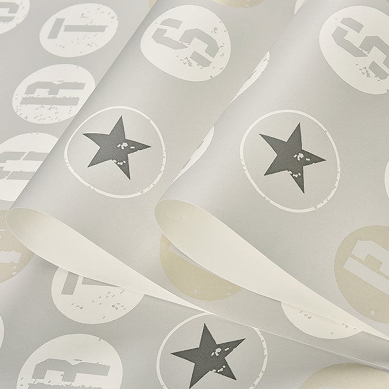 Removable Novelty Kids Wallpaper Roll with Star and Letter Pattern Soft Color Wall Covering, Self Stick Clearhalo 'Wall Decor' 'Wallpaper' 1170657