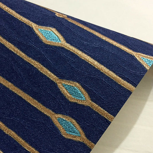 Royal Bule Glam Wallpaper Roll 54.2-sq ft Diamond and Stripe Wall Decor for Living Room Clearhalo 'Wall Decor' 'Wallpaper' 1170660