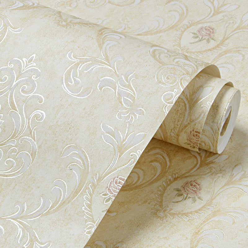 Vintage Damask Wallpaper Roll Soft Color Flower Wall Art for Bedroom Decoration, 57.1-sq ft Clearhalo 'Vintage wall decor' 'Vintage' 'Wallpaper' Wall Decor' 1170666
