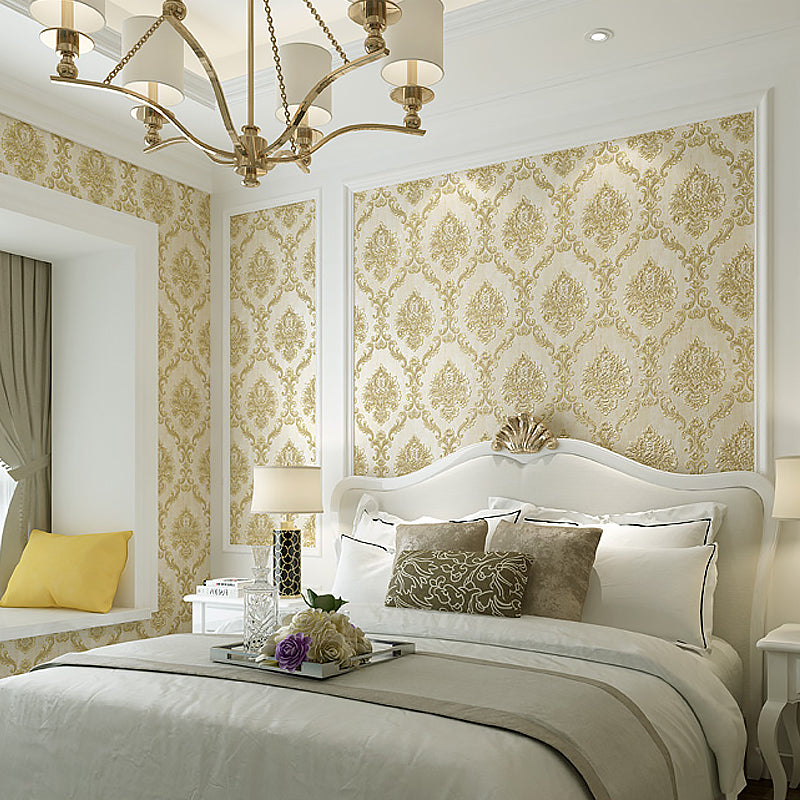 European Medallion Wallpaper Roll Pastel Color Washable Wall Covering for Home Decor Light Pink Clearhalo 'Vintage wall decor' 'Vintage' 'Wallpaper' Wall Decor' 1170707