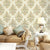 Jacquard Wallpaper Roll Victorian Non-Pasted Living Room Wall Decor, 33' L x 20.5" W Light Yellow Clearhalo 'Vintage wall decor' 'Vintage' 'Wallpaper' Wall Decor' 1170728