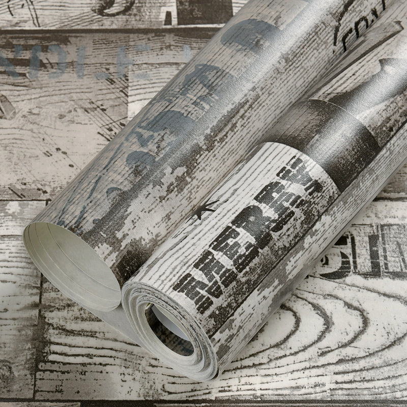 Rust Shiplap and Script Wallpaper for Bedroom 57.1-sq ft Wall Decoration in Light Color Clearhalo 'Country wall decor' 'Rustic' 'Wallpaper' Wall Decor' 1170788