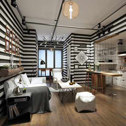 Horizontal Stripes Wallpaper Roll Industrial Smooth Surface Wall Covering for Garage Grey Clearhalo 'Industrial wall decor' 'Industrial' 'Wallpaper' Wall Decor' 1170809