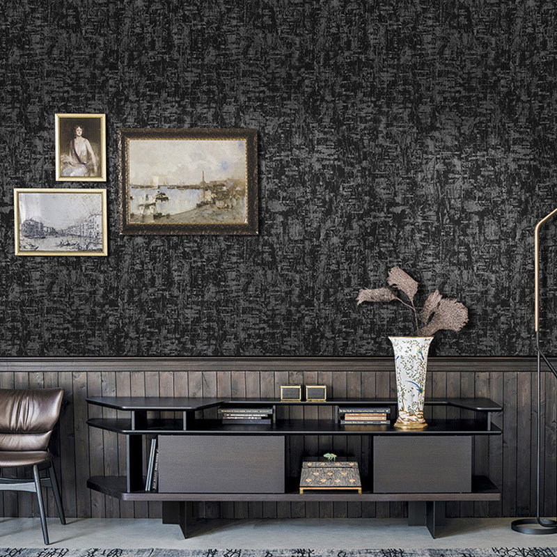 Solid Distressed Wallpaper Contemporary Vinyl Wall Art in Dark Color for Living Room Black Clearhalo 'Modern wall decor' 'Modern' 'Wallpaper' Wall Decor' 1170821