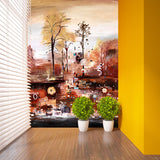 Custom Illustration Classic Wall Murals with Country Scene Painting Pattern in Coffee-Yellow Clearhalo 'Wall Decor' 'Wall Mural' 1170993