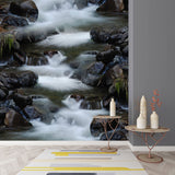 Modern Flowing Stream Mural Wallpaper for Living Room Custom Size Wall Decor in Grey-White Clearhalo 'Wall Decor' 'Wall Mural' 1171389