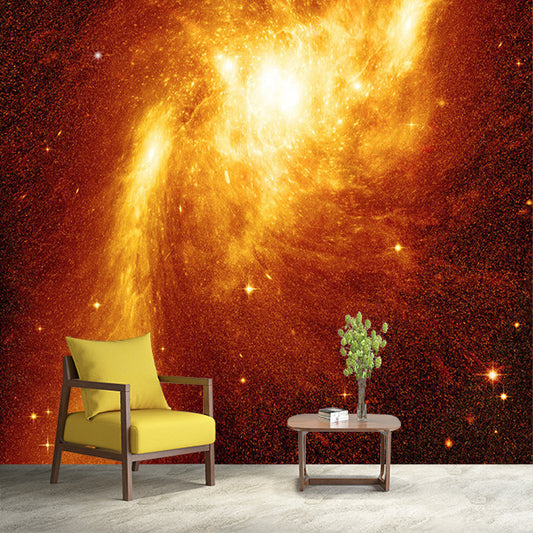 Novelty Universe Nebula Wall Murals Orange-Yellow Stain Resistant Wall Art for Corridor Clearhalo 'Wall Decor' 'Wall Mural' 1171624