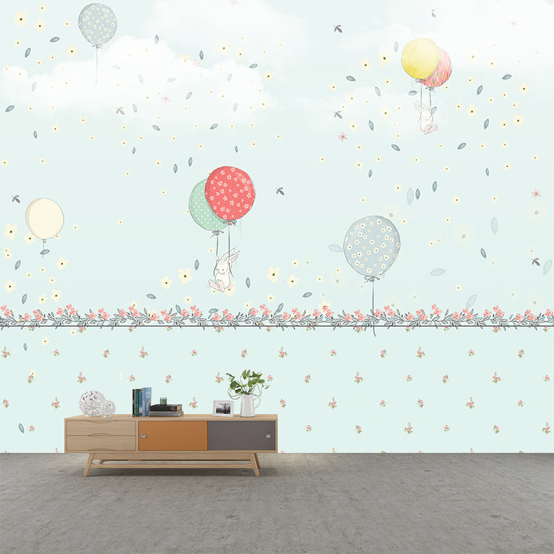 Soft Color Balloons Wall Murals Stain-Resistant Wall Covering for Baby Room, Non-Woven Cloth Clearhalo 'Wall Decor' 'Wall Mural' 1171749