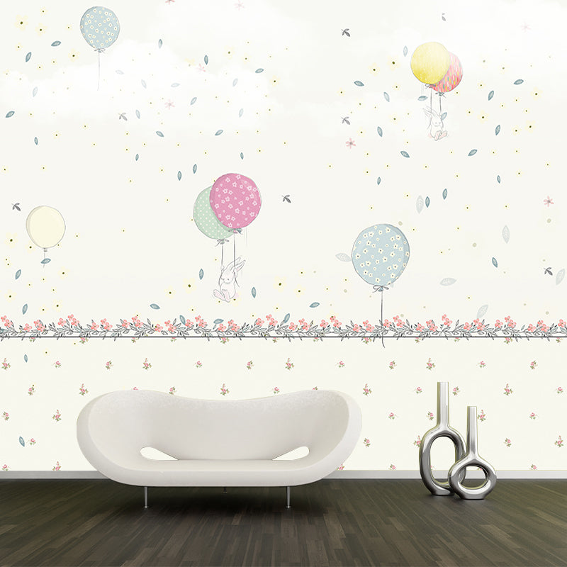 Soft Color Balloons Wall Murals Stain-Resistant Wall Covering for Baby Room, Non-Woven Cloth Clearhalo 'Wall Decor' 'Wall Mural' 1171754