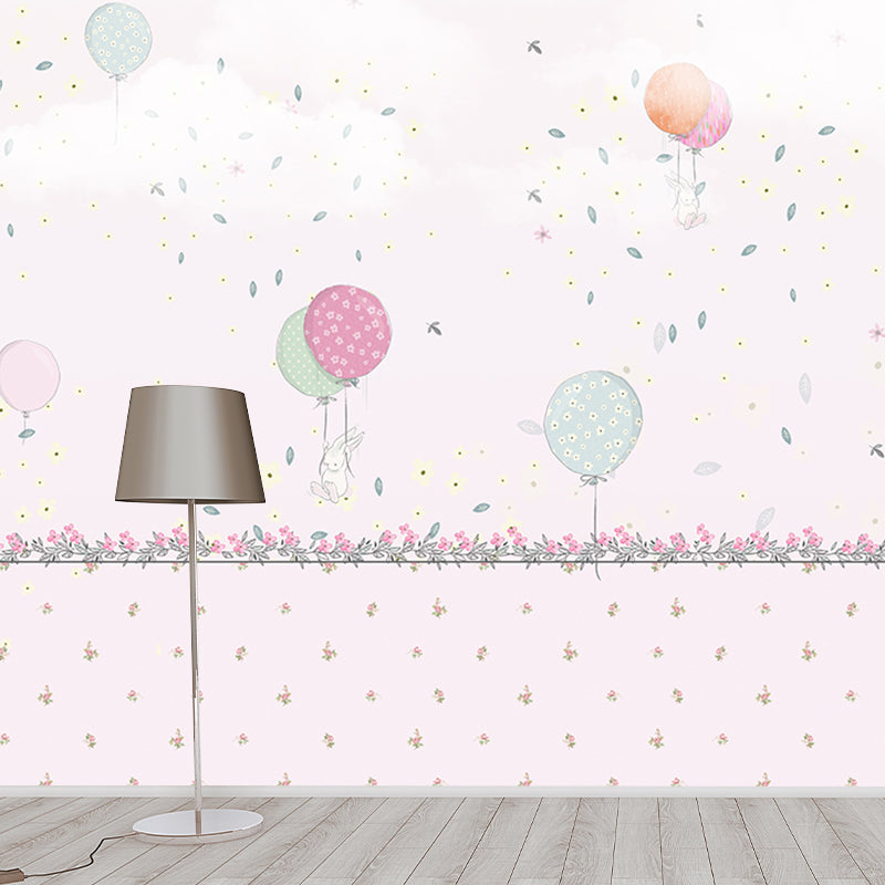 Soft Color Balloons Wall Murals Stain-Resistant Wall Covering for Baby Room, Non-Woven Cloth Clearhalo 'Wall Decor' 'Wall Mural' 1171759