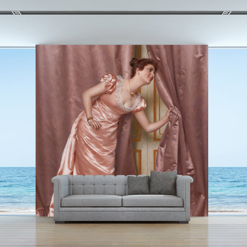 Illustration Dignified Beauty Wall Mural Extra Large Wall Art for Bedroom, Custom-Printed Clearhalo 'Wall Decor' 'Wall Mural' 1172033