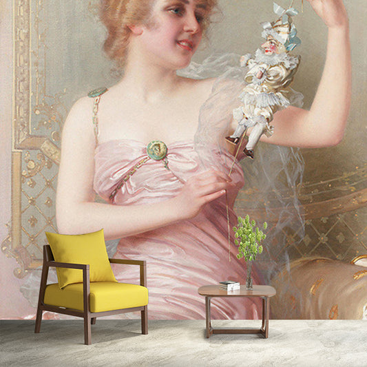 Classic Corcos The Plaything Murals for Bedroom Decoration Full-Size Wall Art in Pink Clearhalo 'Wall Decor' 'Wall Mural' 1172139