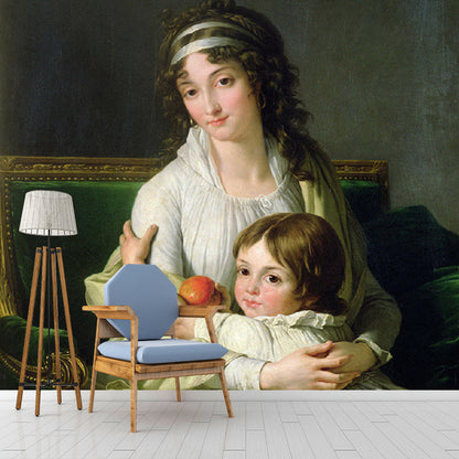 Non-Woven Stain Resistant Mural Classical Vincent Portrait of Madame and Her Son Wall Decor White-Gray Clearhalo 'Wall Decor' 'Wall Mural' 1172327