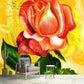 Modernist Rose Wall Paper Murals Pink and Yellow Flower Wall Art for Bedroom Decor Clearhalo 'Wall Decor' 'Wall Mural' 1172501