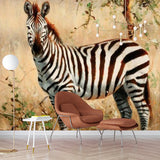 Full Size Animal Wallpaper Murals Contemporary Zebra Patterned Wall Art in Brown Clearhalo 'Wall Decor' 'Wall Mural' 1172532