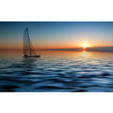 Personalized Photography Tropix Murals with Boat in the Sea at Sunset Pattern in Blue Clearhalo 'Wall Decor' 'Wall Mural' 1172603
