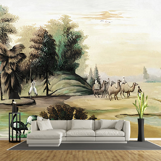 Green Classical Wallpaper Murals Whole Comers Trip Painting Wall Art for Accent Wall