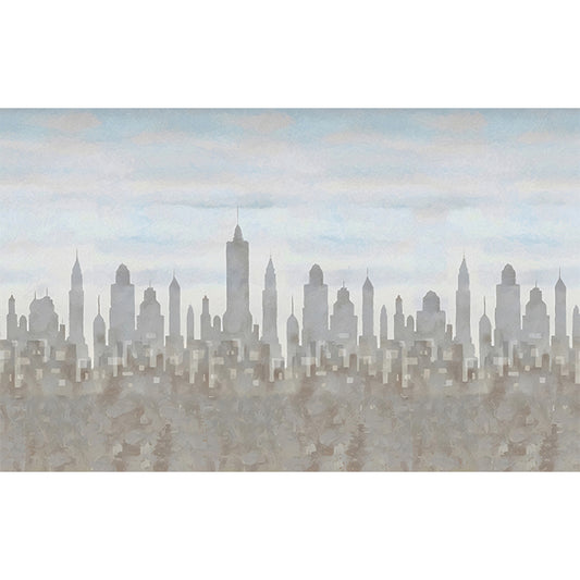 Grey-Blue City Silhouette Mural Architectural Modern Waterproof Wall Art for Living Room Clearhalo 'Wall Decor' 'Wall Mural' 1172808