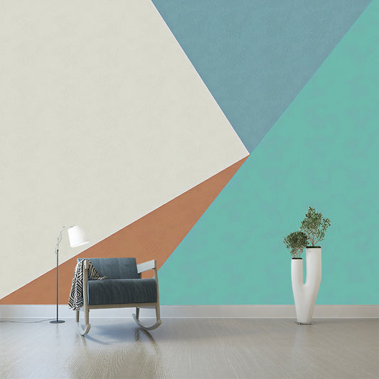 Mid-Century Triangle Murals Wallpaper Blue and Green Waterproof Wall Decor for Dining Room