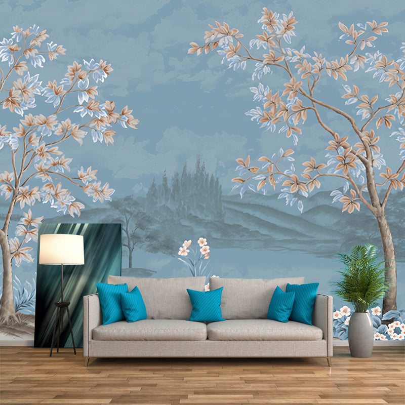 Chinese Lake Scenic Wall Murals Pastel Color Moisture Resistant Wall Covering for Accent Wall Clearhalo 'Wall Decor' 'Wall Mural' 1172941