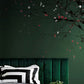 Asian Flower Petals Mural Wallpaper Soft Color Stain Resistant Wall Decor for Bedroom Blackish Green Clearhalo 'Wall Decor' 'Wall Mural' 1172955