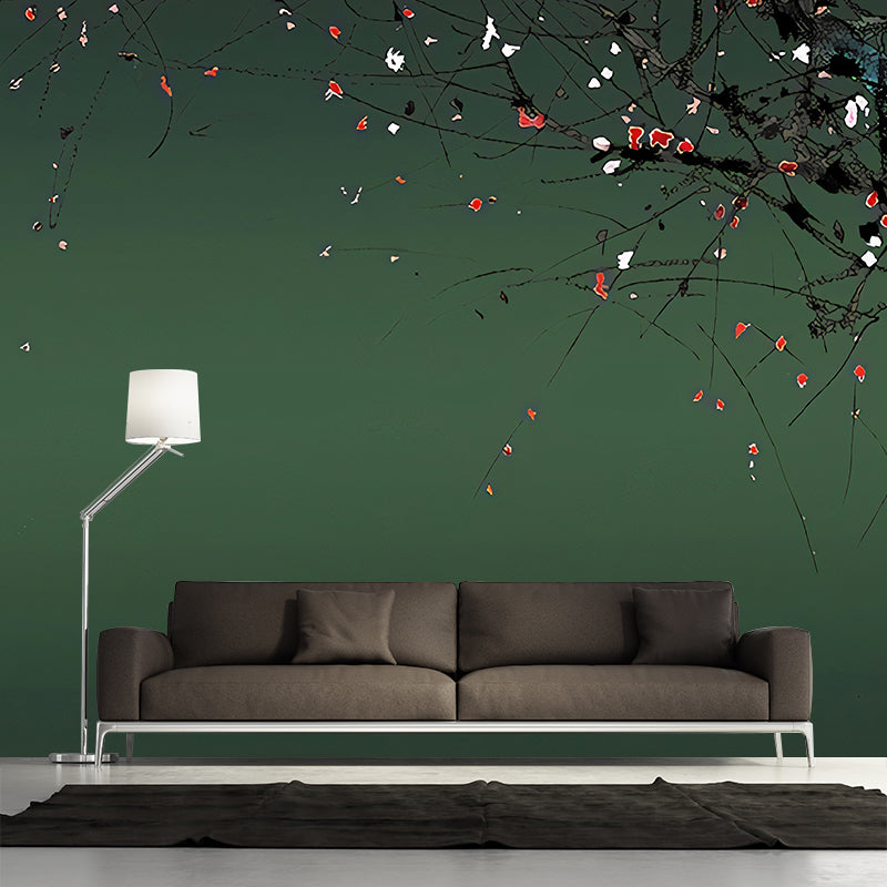 Asian Flower Petals Mural Wallpaper Soft Color Stain Resistant Wall Decor for Bedroom Clearhalo 'Wall Decor' 'Wall Mural' 1172956