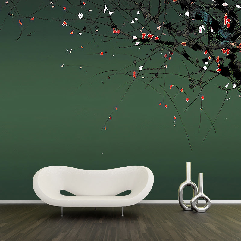 Asian Flower Petals Mural Wallpaper Soft Color Stain Resistant Wall Decor for Bedroom Clearhalo 'Wall Decor' 'Wall Mural' 1172957