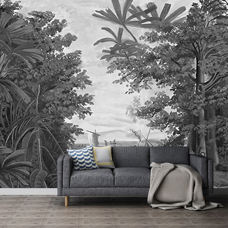 Plants Mural Wallpaper Pastel Color Tropix Wall Art for Living Room Decoration, Large Clearhalo 'Wall Decor' 'Wall Mural' 1173056