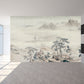 Asian Pine Tree Wall Murals for Home Decor Custom Wall Covering in Grey-Light Yellow Clearhalo 'Wall Decor' 'Wall Mural' 1173081