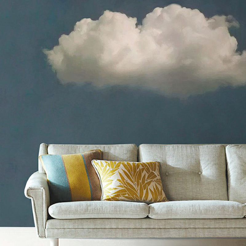 Non-Woven Waterproof Mural Wallpaper Simple Cloud Patterned Wall Decor for Living Room Blue Clearhalo 'Wall Decor' 'Wall Mural' 1173095