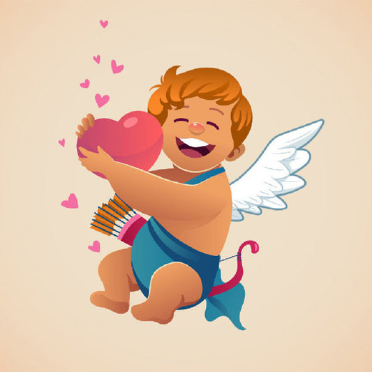 Cartoon Young Cupid Murals in Red Brown Daycare Center Wall Decor, Made to Measure Clearhalo 'Wall Decor' 'Wall Mural' 1173203